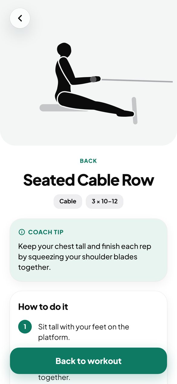 How to do the Seated Cable Row, with an animation and a coach tip